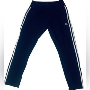 Adidas Black Track Pants with yoga waistband and zippered bottoms Sz 12/14